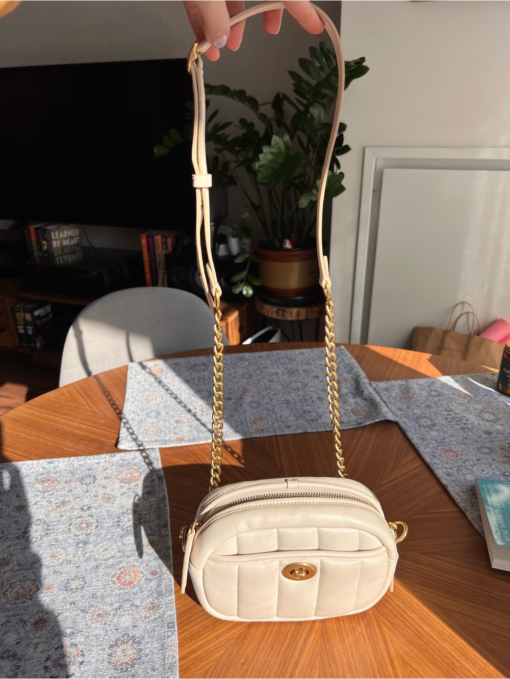 Coach Small Cream Camera Bag with quilting - Picture 10 of 11